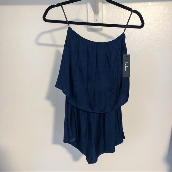 Lulus Catia Navy Satin Strapless Romper small - Picture 7 of 9